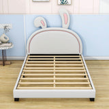 Cute Low Full Girls Leather Upholstered Platform Bed with Headboard