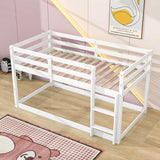 Twin Over Twin Small Loft Bunk Beds for Toddler with Ladder - [Wooden]