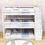 Twin 3 Tier Triple Bunk Beds for Kids with Stairs - [Separable, Floor]