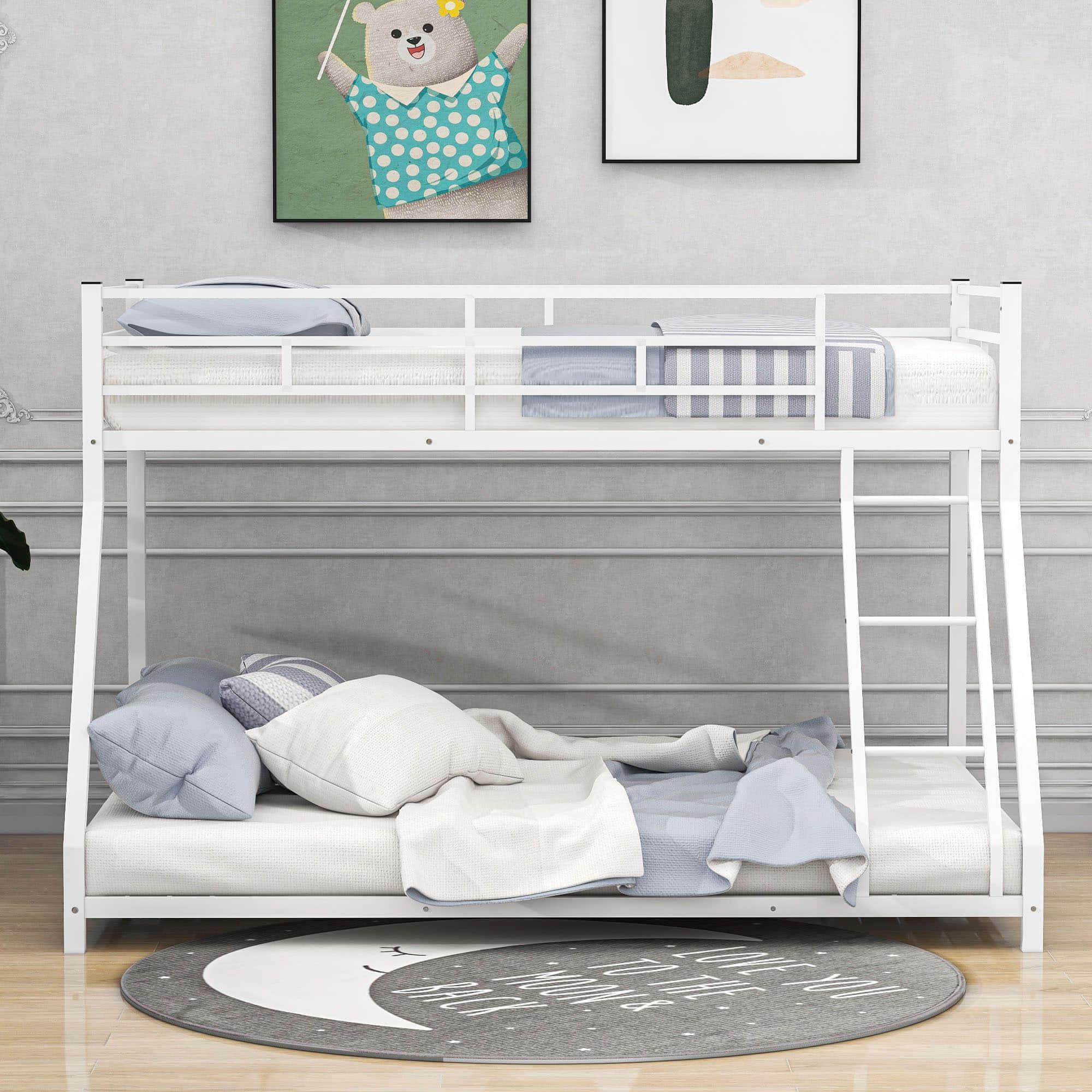 Modern Twin Over Full Metal Low Bunk Beds - [Floor, Classic]