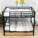 Convertible Full Over Full Bunk Beds with Storage Drawers for Kids - Metal