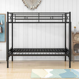 Twin Over Full Futon Bunk Beds with 2 Ladders - [Black, Metal]