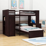 L-Shaped Twin Over Twin Bunk Beds with Desk and Storage - [Wooden, Drawers, Wardrobe]