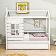 Kids Twin House Bed with Twin Trundle Bed and Rails