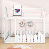 Twin Toddler Floor House Bed Frame with Rails - [Without Slats]