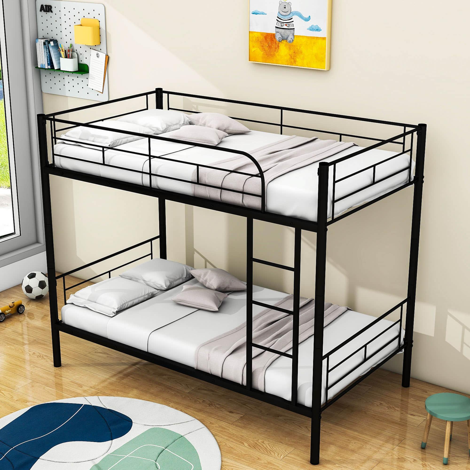 Twin Over Twin Bunk Beds for Kids, Adults - [Metal, Convertible, Small Room]