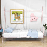 Twin Size Low Profile Metal Tent Montessori Bed Frame with Slats