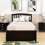 Wooden Twin Platform Bed with Trundle and Headboard