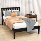 Wood Twin Size Platform Bed Frame with Headboard - [Mattress Foundation]