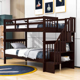 Twin Over Twin Bunk Beds with Stairs and Storage for Kids - [Wood, Convertible]