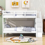 Twin Over Twin Bunk Beds with Stairs and Storage for Kids - [Wood, Convertible]