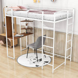 Metal Twin Loft Bed with Desk and Storage Shelves for Teens, Junior, Adult