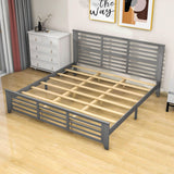 Wooden King Size Platform Bed with Open-Frame Headboard