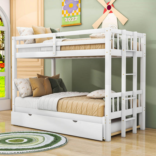 Extendable Twin Over Twin to King Bunk Beds with Trundle - [Wooden, Convertible]