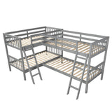 Convertible L-Shaped Quad Twin Bunk Beds for 4 Kids - [Wooden]