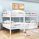 Twin Corner Quad Bunk Beds with Trundle for Kids - [Wooden, L-Shaped]