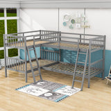 Convertible L-Shaped Quad Twin Bunk Beds for 4 Kids - [Wooden]