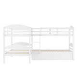 Twin Corner Quad Bunk Beds with Trundle for Kids - [Wooden, L-Shaped]