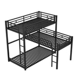 L-Shaped Low Twin Triple Bunk Beds for Kids, Toddler- [Metal, Floor]