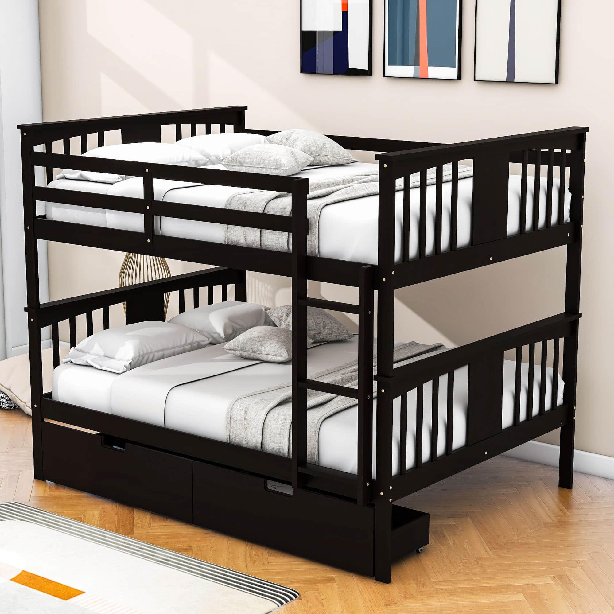 Full Over Full Bunk Beds with Storage Drawers for Kids - [Wooden, Convertible]