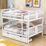 Full Over Full Bunk Beds with Storage Drawers for Kids - [Wooden, Convertible]