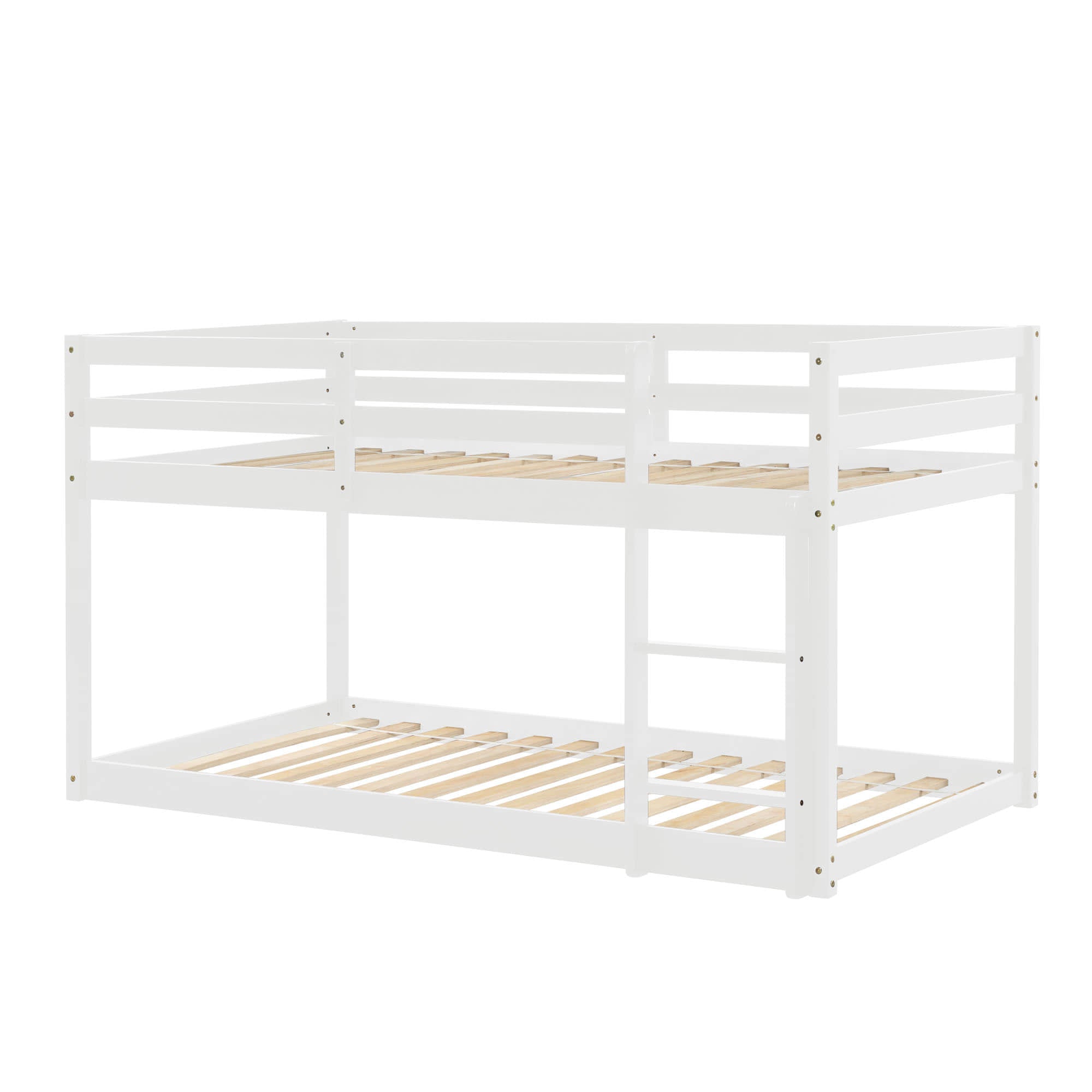 Wooden Low Twin Over Twin Floor Toddler Bunk Beds