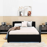 Modern Full Upholstered Platform Bed Frame with Headboard and Lights