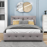 Upholstered Queen Size Platform Bed with Storage and Twin XL Trundle - [Headboard]