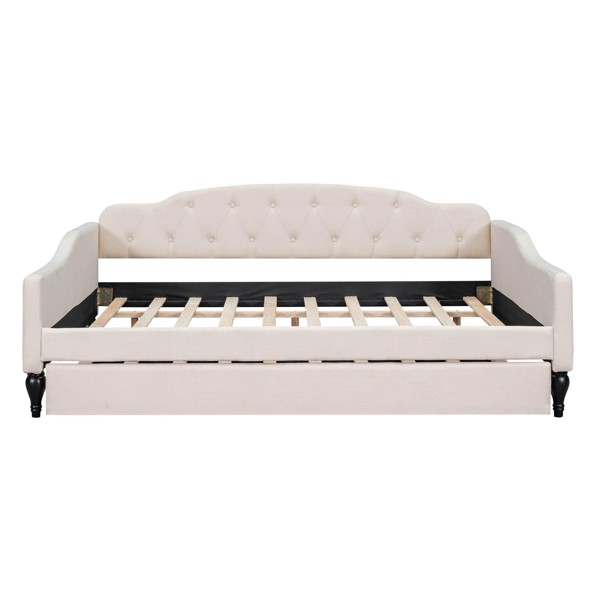 Upholstered Full Size Daybed with Twin Size Trundle