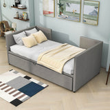 Twin Size Upholstered Daybed with Adjustable Pop Up Trundle