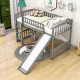 Low Twin Loft Bed with Slide for Kids - [Wood, Interchangeable]