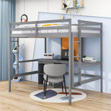 Full Size Loft Bed with Desk and Storage, Writing Board for Adults