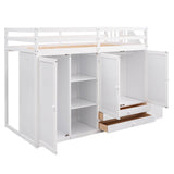 Medium Twin Loft Bed with Stairs and Storage - [Wood, Drawers, Wardrobe, Shelves]