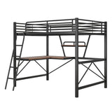 Metal Full Size Loft Bed with Desk and Storage Shelf for Adult, Jr - [Wood]