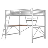 Metal Full Size Loft Bed with Desk and Storage Shelf for Adult, Jr - [Wood]