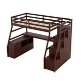 Twin Loft Bed with Desk and Stairs, Storage for Teens, Kids - [Drawers]