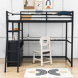 Metal Twin Size Loft Bed with Desk and Storage for College, Dorms