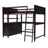 Full Size Loft Bed with Desk and Storage Dresser for Adult, Kids - [Wood, Drawers, Shelves]