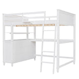 Full Size Loft Bed with Desk and Storage Dresser for Adult, Kids - [Wood, Drawers, Shelves]