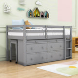 Low Twin Loft Bed with Desk and Storage Drawers for Kids, Toddler