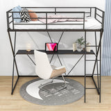 Metal Twin Loft Bed with Desk Underneath for Adults, Teens