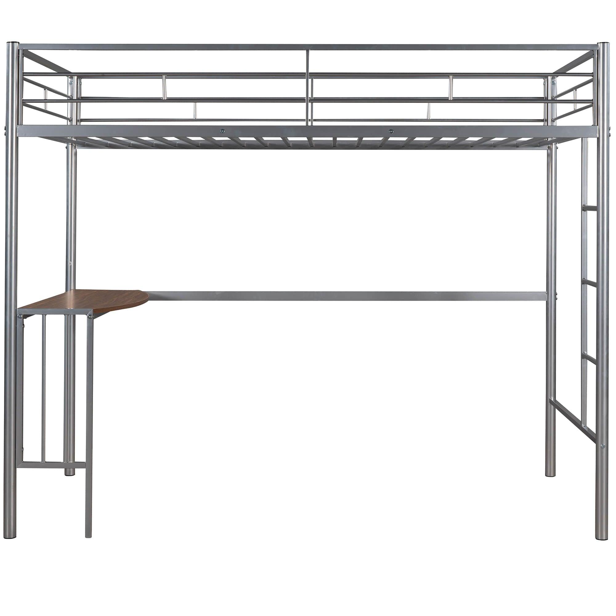 Twin Metal Loft Bed with Desk Underneath for Teen, Junior, Adult