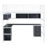 Metal Full Size Loft Bed with Desk and Storage for Adults, Teens