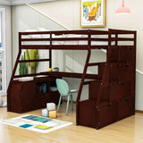 Twin Loft Bed with Desk and Stairs, Storage for Teens, Kids - [Drawers]