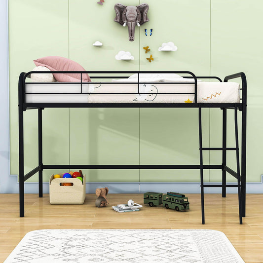 Small Low Metal Twin Loft Bed for Kids