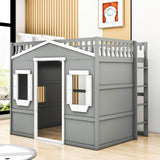 Sturdy Full Size House Loft Bed for Kids,Teens - [Wooden]