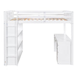 Full Size Loft Bed with Desk and Storage Drawers, Shelves for Adults, Kids - [Wood]