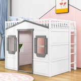 Sturdy Full Size House Loft Bed for Kids,Teens - [Wooden]