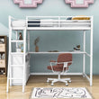 Metal Twin Size Loft Bed with Desk and Storage for College, Dorms