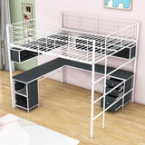 Metal Full Size Loft Bed with Desk and Storage for Adults, Teens